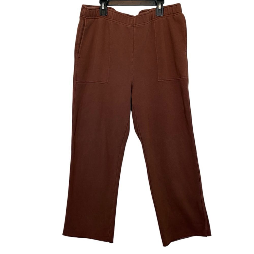 Aerie Cropped Brown Wide Leg Cozy Sweatpants Lounge Womens XL